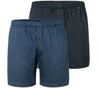 Schiesser 2P Long Boxershorts Blau/Blau Baumwolle Small Herren
