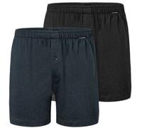 Schiesser 2P Long Boxershorts Schwarz/Blau Baumwolle 3XL Herren