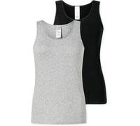 Schiesser 2P Modern Lace Top Schwarz/Grau Baumwolle 38 Damen