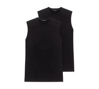 Schiesser Herren Shirt 0/0 Arm (Doppelpack) Unterhemd, Schwarz (000-schwarz), S