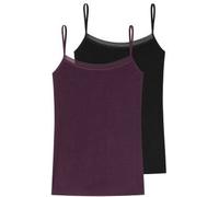 Schiesser 2P Spagetti Top Lila/Schwarz Baumwolle 42 Damen