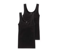 Schiesser Damen Trägertop Cotton Essentials 2er Pack (Farbe: schwarz / Größe: 44)