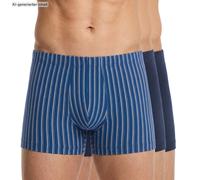 Schiesser 3-er Set Trunks Dunkelblau & Blau-Weiß gestreift
