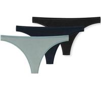 Schiesser 3P 95-5 Organic Cotton Thong Schwarz/Blau Ökologische Baumwolle 36 Damen