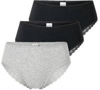 Schiesser 3P Modern Brazillian Slips Schwarz/Grau Baumwolle 40 Damen