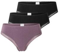 Schiesser 3P Modern Cheeky String Lila/Schwarz Baumwolle 36 Damen