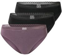 Schiesser 3P Modern Lace Rio Briefs Lila/Schwarz Baumwolle 44 Damen