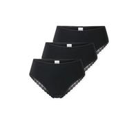 Schiesser Brazilian-Slip 3er-Pack Modern Multipacks mit Spitze aus Baumwolle Damen Schwarz Gr. 44