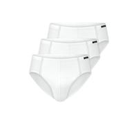 Minislip SCHIESSER "Essentials", Herren, Gr. 7, weiß (100, weiß), Single Jersey, Obermaterial: 95% Baumwolle, 5% Elasthan, unifarben, eng, Unterhosen, mit kleinem Logo am Bund (51084156-7) 100, weiß