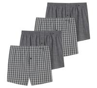 Schiesser 4er Pack Web Herren Boxershorts, Soft gewebte Baumwolle, Lässiger Look, Funktionale Knopfleiste, Elastischer Mehrnadelbund, Atmungsaktiv, Mittlere Leibhöhe, Kurze Beinlänge, Mit Eingriff