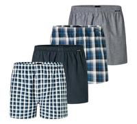 Schiesser - 4er Spar-Pack Web Herren Boxershorts - 100% Baumwolle, Lockere Passform, Eingriff mit Knopf, Elastischer Bund mit Logo
