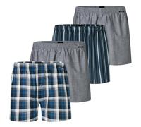 Schiesser - 4er Spar-Pack Web Herren Boxershorts - 100% Baumwolle, Lockere Passform, Eingriff mit Knopf, Elastischer Bund mit Logo
