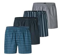 Schiesser - 4er Spar-Pack Web Herren Boxershorts - 100% Baumwolle, Lockere Passform, Eingriff mit Knopf, Elastischer Bund mit Logo