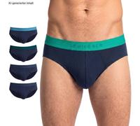 Schiesser 5-er Set Slips Dunkelblau mit verschiedenfarbigen Webbund