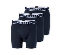 SCHIESSER Herren Boxershorts, 3er Pack - Long Shorts, Logobund, Baumwoll-Stretch XL Blau
