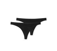 Schiesser Slip (2-St) String, nachhaltig, bequem, besonders flache Abschlüsse, Organic Cotton im 2er Pack, Schwarz SIZE,36|38|40|42|44