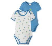 Schiesser Bodys kurzarm 2er-Pack Feinripp Frosch blau/ weiß - Natural Love für Jungen 56