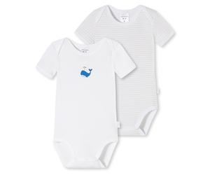 SCHIESSER Baby Body, 2er Pack - Kurzarm, Strampler, Print/Ringel, Doppelpack Weiß2 92