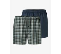 SCHIESSER Herren Web-Boxershorts, 2er Pack - Webware, Baumwolle Blau/Grün 2XL