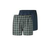 SCHIESSER Herren Web-Boxershorts, 2er Pack - Webware, Baumwolle Blau/Grün L