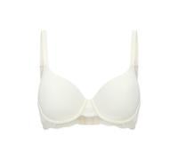 Bügel-BH SCHIESSER "Unique Cotton", Damen, Gr. 85, Cup A, weiß (off, weiß), Obermaterial: 90% Baumwolle, 10% Elasthan, BHs Bügel-BH, Spitzenband, mit Schale (67210168-85) off, weiß