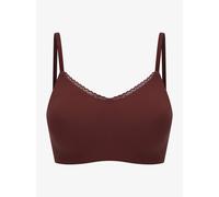 Bustier SCHIESSER "Invisible Soft Lace", Damen, Gr. 38, N-Gr, burgund, Single Jersey, Obermaterial: 75% Polyamid, 25% Elasthan, BHs, herausnehmbare Pads, V-Ausschnitt, Spitze vorn, Lasercut-Abschlüsse