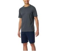 Schiesser Schlafanzug kurz Streifen anthrazit - Casual Essentials für Herren 58