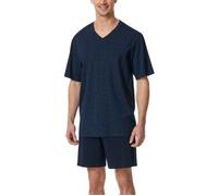 Schiesser Comfort Essentials V-Neck Short Pyjamas Dunkelblau Baumwolle 3XL Herren