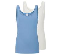 Schiesser Trägertops Damen Modal Essentials 2er-Pack 85% Modal/15% Elasthan Hellblau/Creme Gr. 36