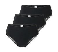 Schiesser Brazilian-Slip 3er-Pack Modern Multipacks mit Spitze aus Baumwolle Damen Schwarz Gr. 44