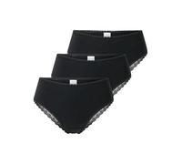 Schiesser Damen Brazilian-Slips Modern Multipacks 3er-Pack Spitze Baumwolle Schwarz 40