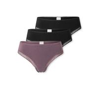 Schiesser Damen 3 PACK Tanga String mit Spitze - Modern Multipacks
