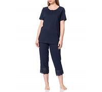 Schiesser Damen Anzug 3/4, 1/2 Arm Pyjamaset, Nachtblau dunkel, 38