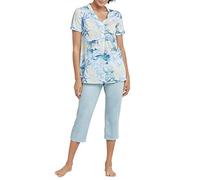 Schiesser Damen Anzug 3/4 Lang, 1/2 Arm Zweiteiliger Schlafanzug,per Pack Blau (Aqua 833),40 (Herstellergröße:040)