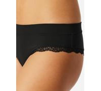 Brasilslip SCHIESSER "Unique Cotton", Damen, Gr. 42, schwarz, Obermaterial: 90% Baumwolle, 10% Elasthan, körpernah, Unterhosen Brasilslip, feine Spitze an den Beinausschnittten (62362558-42)