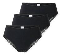 Schiesser Brazilian-Slip 3er-Pack Modern Multipacks mit Spitze aus Baumwolle Damen Schwarz Gr. 44