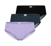 Brasilslip SCHIESSER "Modern Multipacks", Damen, Gr. 40, lila (919, sonstige), Single Jersey, Obermaterial: 95% Baumwolle, 5% Elasthan, körpernah, Unterhosen, Spitzenbänder, Single-Jersey, Baumwollmis