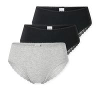 SCHIESSER Damen Brazilian-Slips, 3er Pack - 3Pack Brazilian, Stretch Cotton, uni Schwarz/Grau S