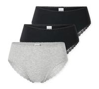 SCHIESSER Damen Brazilian-Slips, 3er Pack - 3Pack Brazilian, Stretch Cotton, uni Schwarz/Grau S