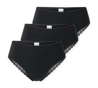Schiesser Damen Brazilian-Slips Modern Multipacks 3er-Pack Spitze Baumwolle Schwarz 40