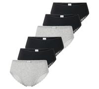 SCHIESSER Damen Brazilian-Slips, 6er Pack - 6Pack Brazilian, Stretch Cotton, uni Schwarz/Grau 2XL