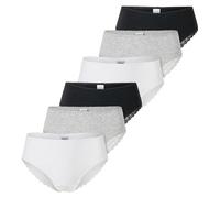 SCHIESSER Damen Brazilian-Slips, 6er Pack - 6Pack Brazilian, Stretch Cotton, uni Schwarz/Grau/Weiß 2XL
