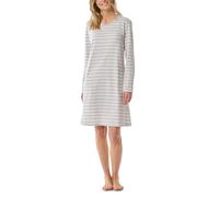Schiesser Damen Nachthemd Casual Essentials Single‑Jersey langarm silbergrau meliert Größe 44