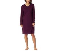 Schiesser Damen Langarm 100% Baumwolle Sleepshirt Bigshirt 100 cm Länge-Nightwear Nachthemd, Pflaume, 36