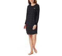 Schiesser Damen Langarm 100% Baumwolle Sleepshirt Bigshirt 95cm Länge-Nightwear Nachthemd, schwarz, 36