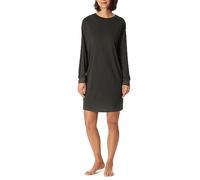 Schiesser Damen Langarm Baumwolle Modal Sleepshirt mit Taschen Bigshirt-Nightwear Nachthemd, anthrazit, 44