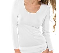Schiesser Shirt langarm Feinripp rundhals Spenzer weiß - Luxury für Damen 38
