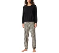 Schiesser Schlafanzug lang Modern Nightwear mit Bündchen Schwarz Größe 44