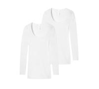 Schiesser Damen Longsleeve 2-Pack Feinripp - Luxury Langarmshirt Unterziehshirt weich