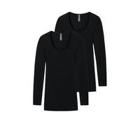 Schiesser Damen Longsleeve 2-Pack Feinripp - Luxury Langarmshirt Unterziehshirt weich